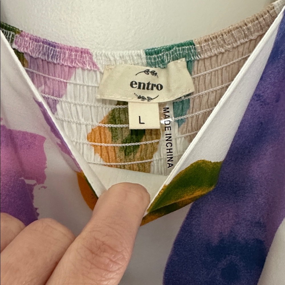 entro White Midi Dress with Pink, Purple & Green Abstract Print - Picture 2 of 4